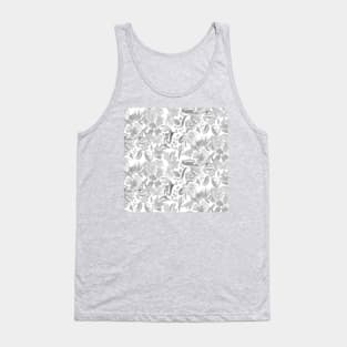 Oil Painted Gray Flowers Tank Top